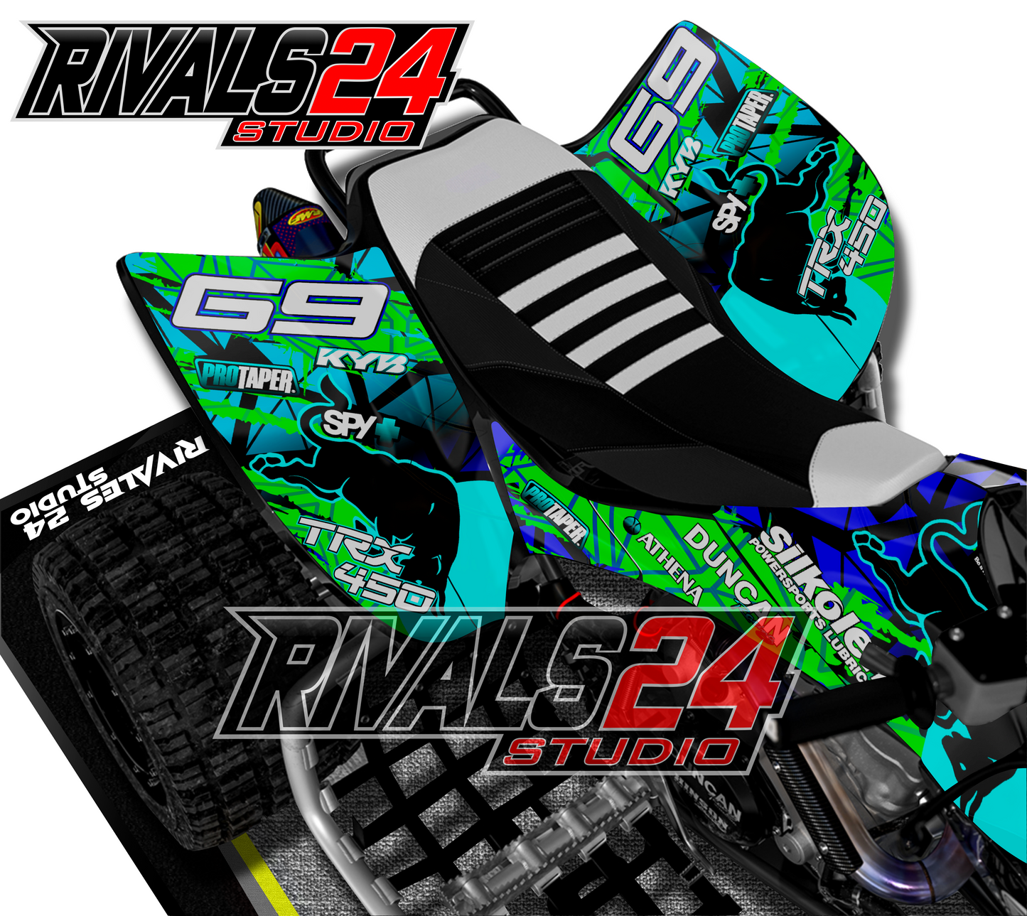 Honda TRX 450R 450ER graphics kit 2004 2005 2006 to 2014 decals