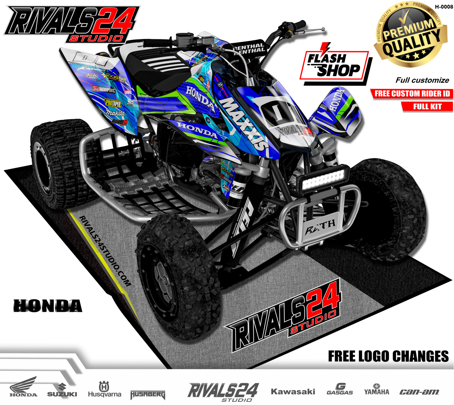 Honda TRX 450R 450ER graphics kit 2004 2005 2006 to 2014 decals