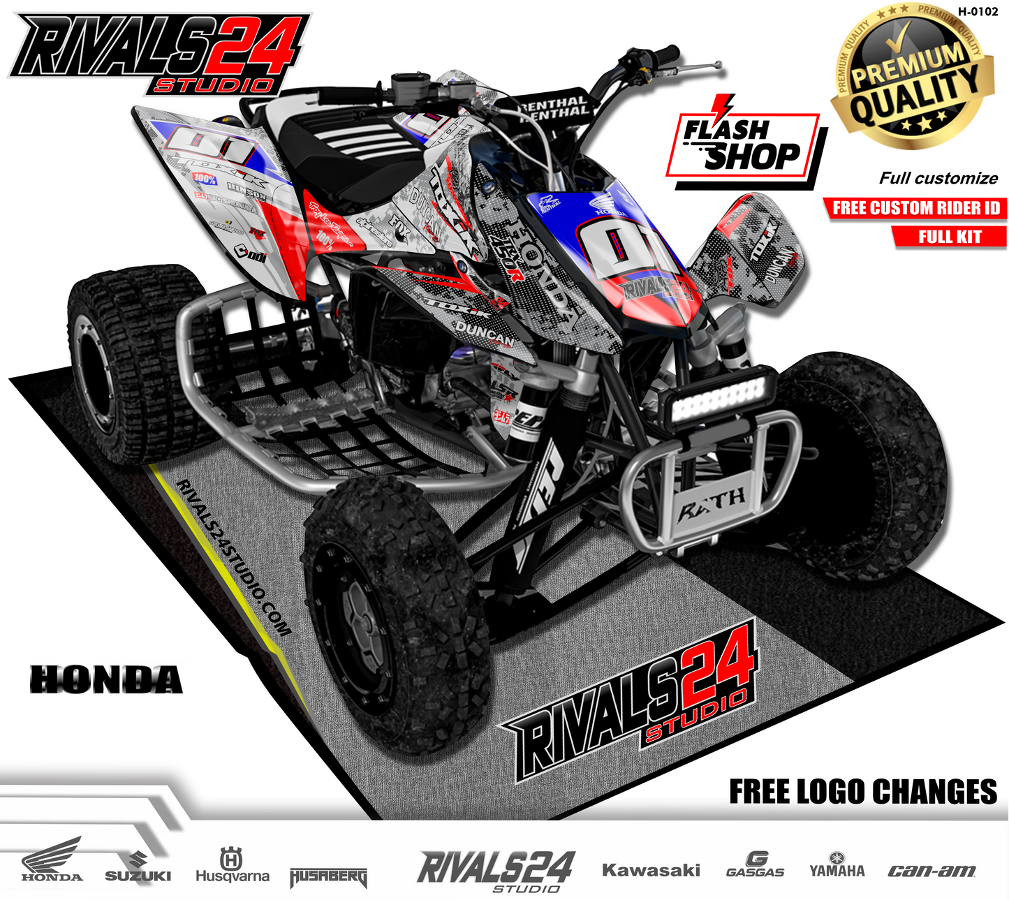 Honda TRX 450R 450ER graphics kit 2004 2005 2006 to 2014 decals