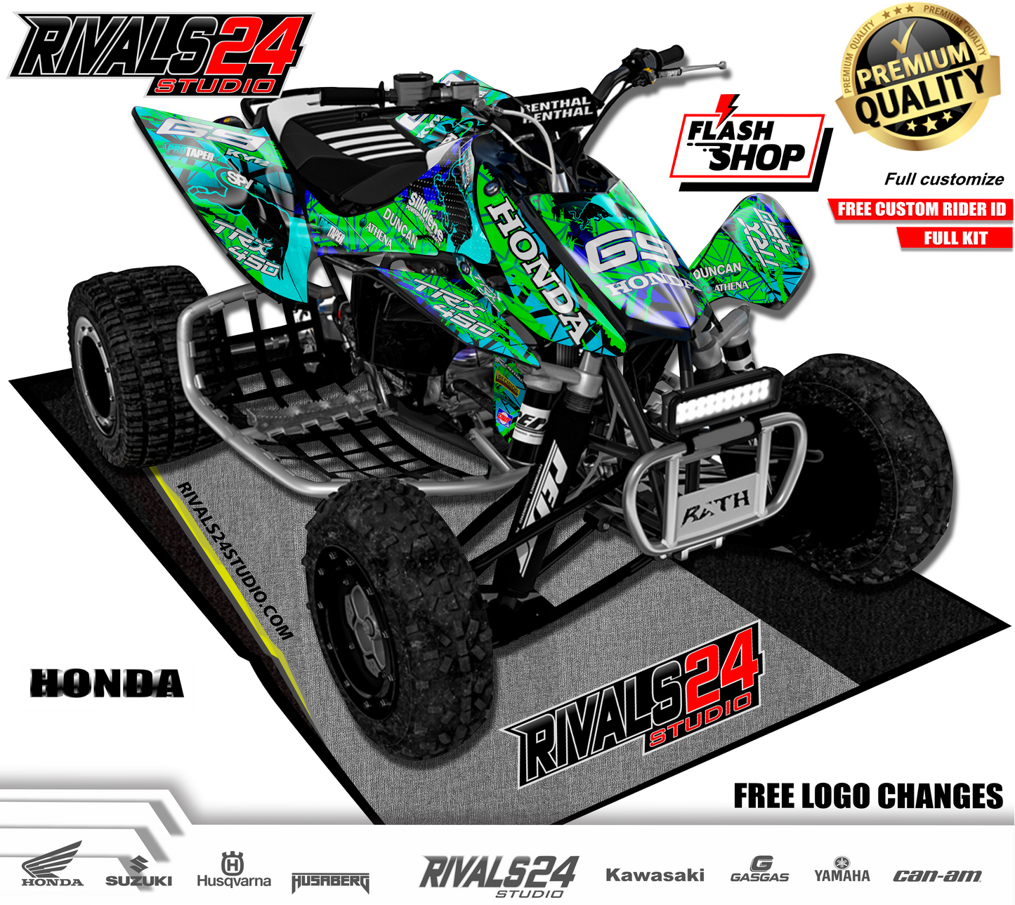 Honda TRX 450R 450ER graphics kit 2004 2005 2006 to 2014 decals