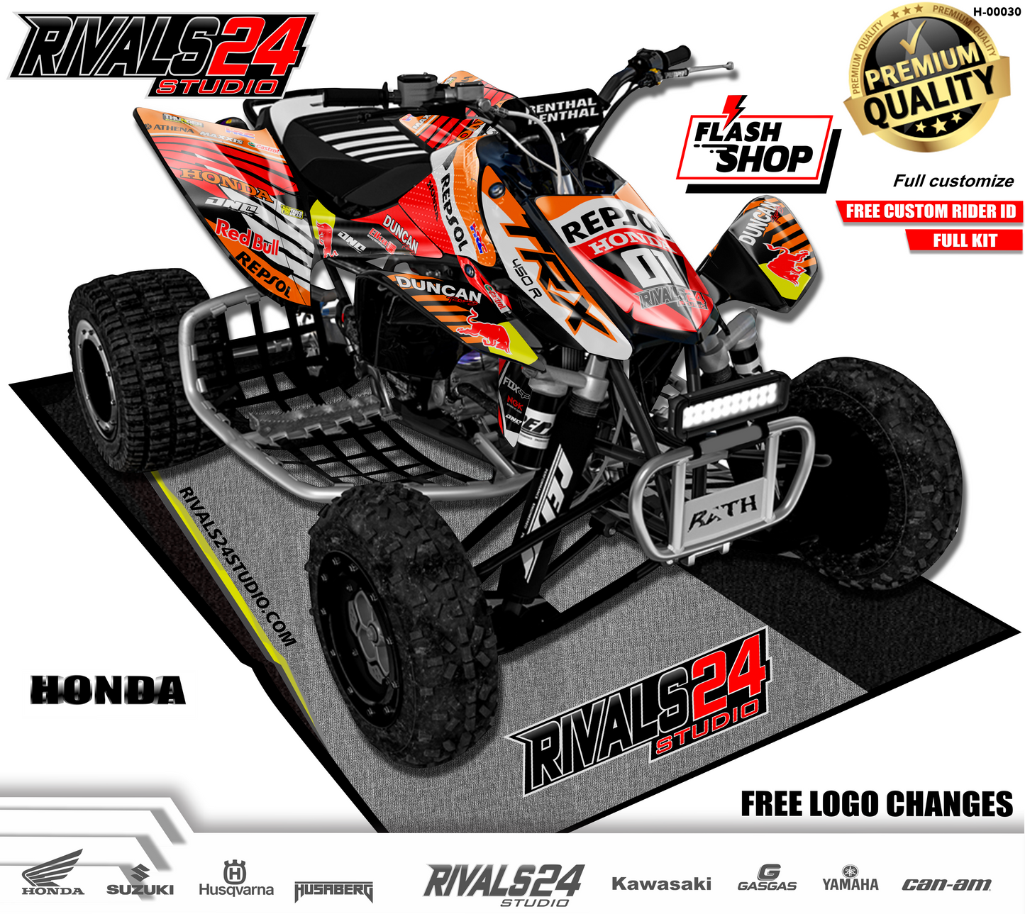 Honda TRX 450R 450ER graphics kit 2004 2005 2006 to 2014 decals