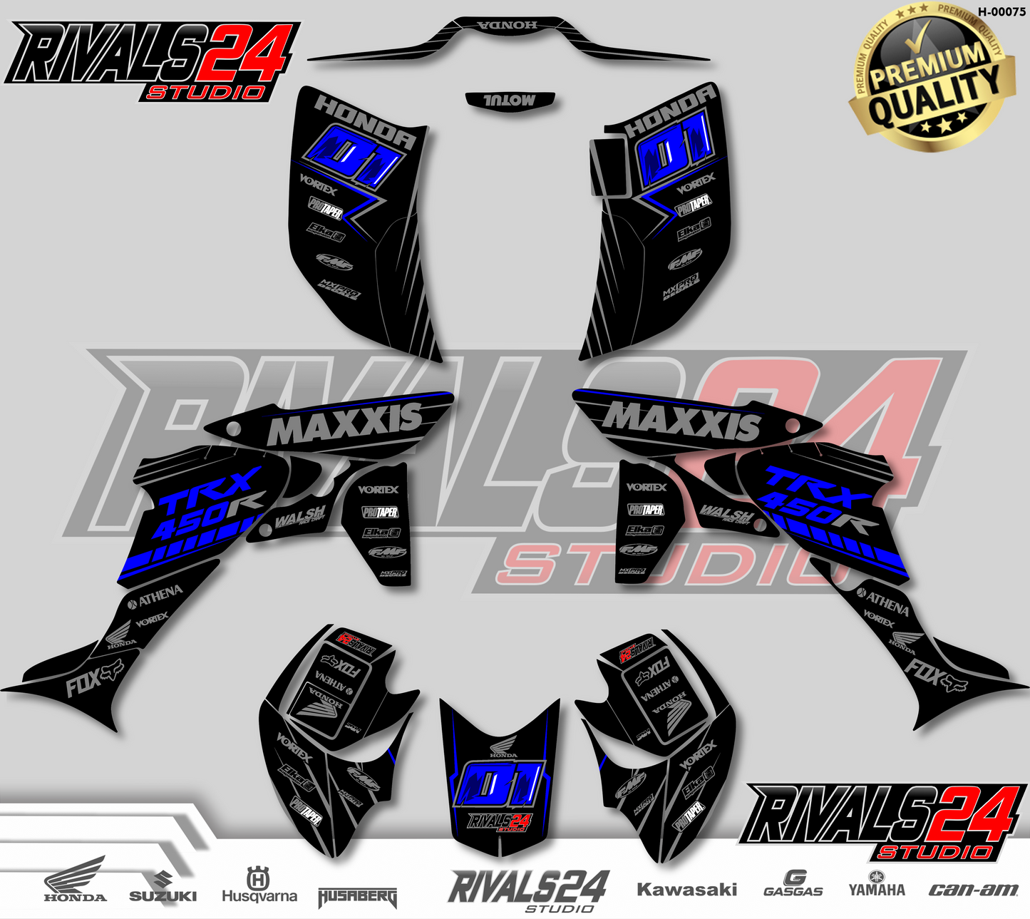 Honda TRX 450R 450ER graphics kit 2004 2005 2006 to 2014 decals