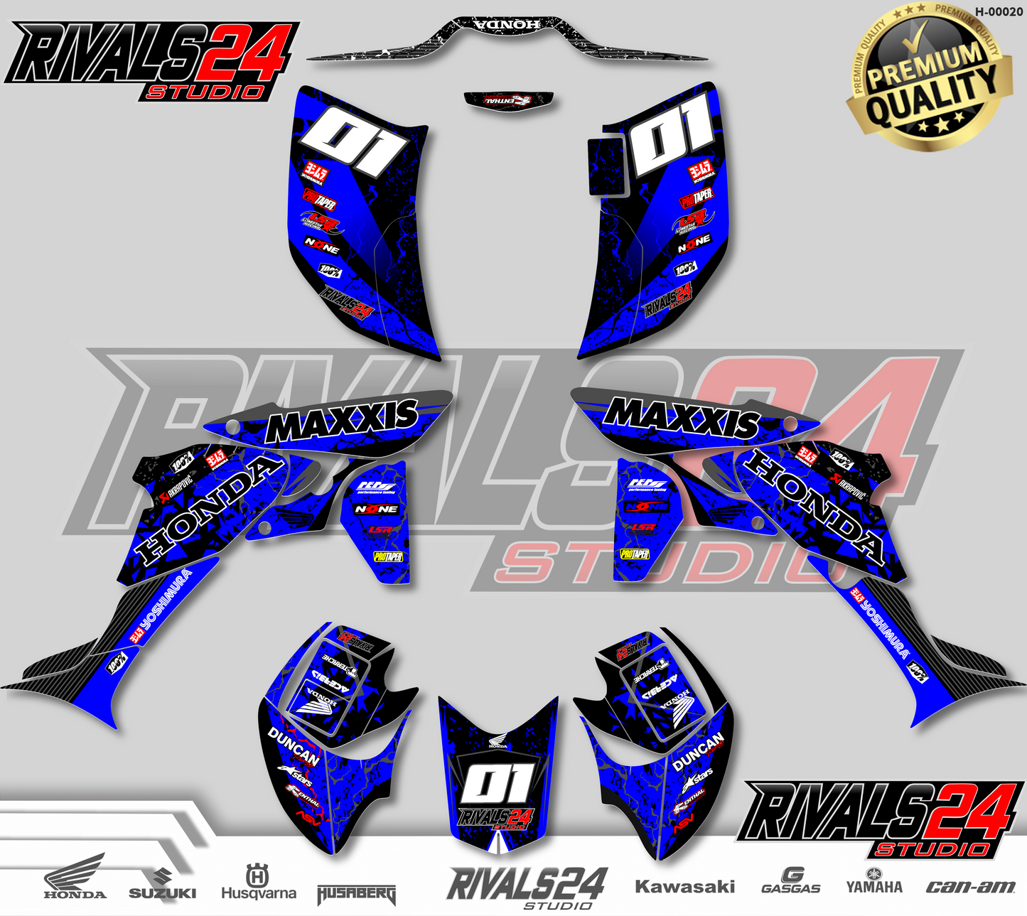 Honda TRX 450R 450ER graphics kit 2004 2005 2006 to 2014 decals