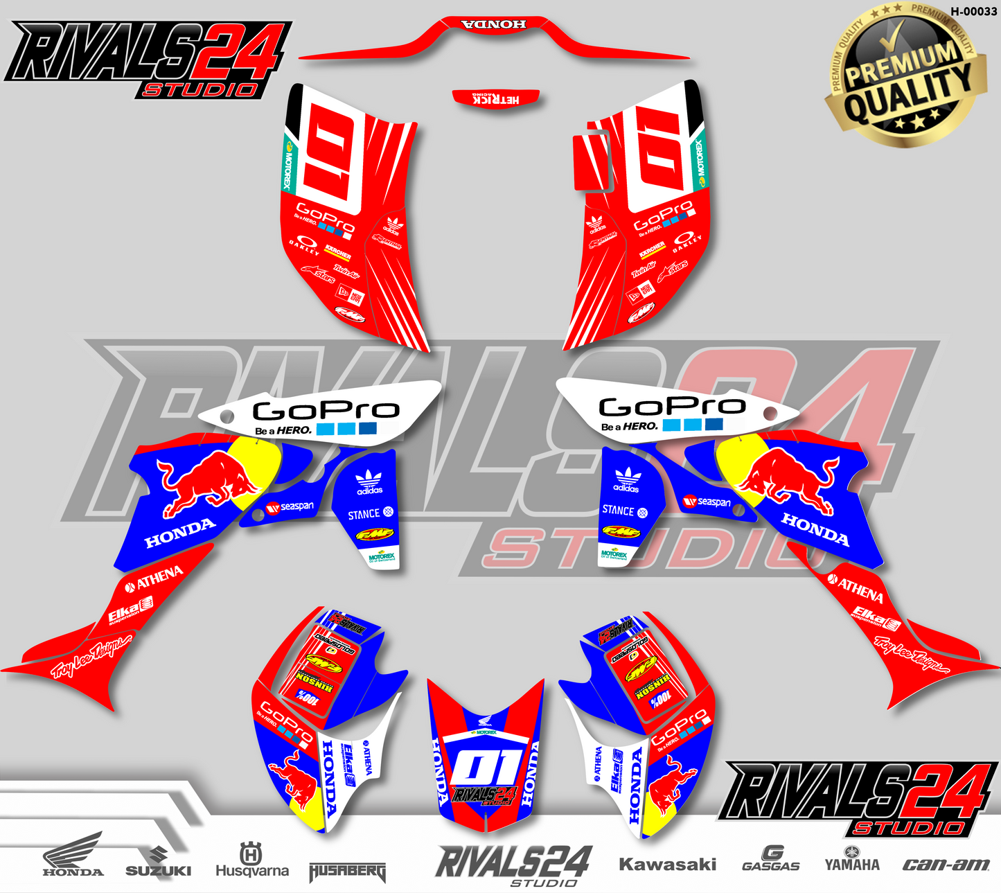 Honda TRX 450R 450ER graphics kit 2004 2005 2006 to 2014 decals