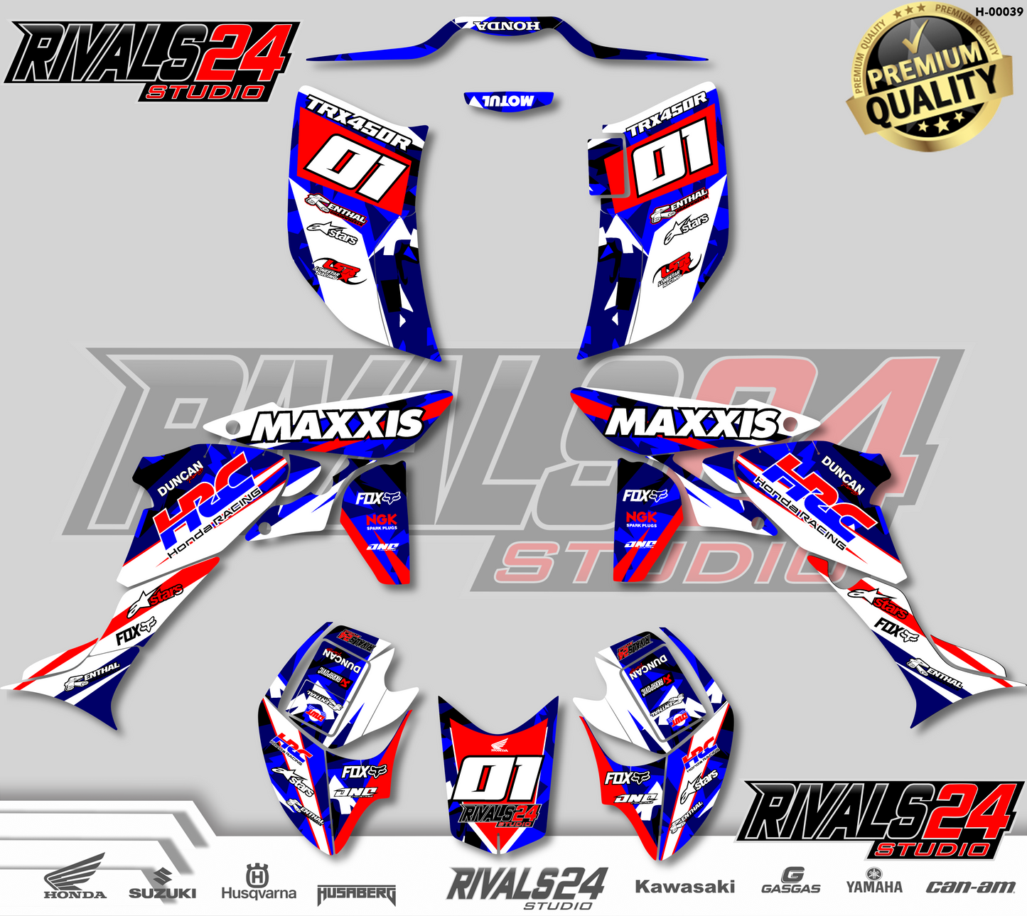 Honda TRX 450R 450ER graphics kit 2004 2005 2006 to 2014 decals