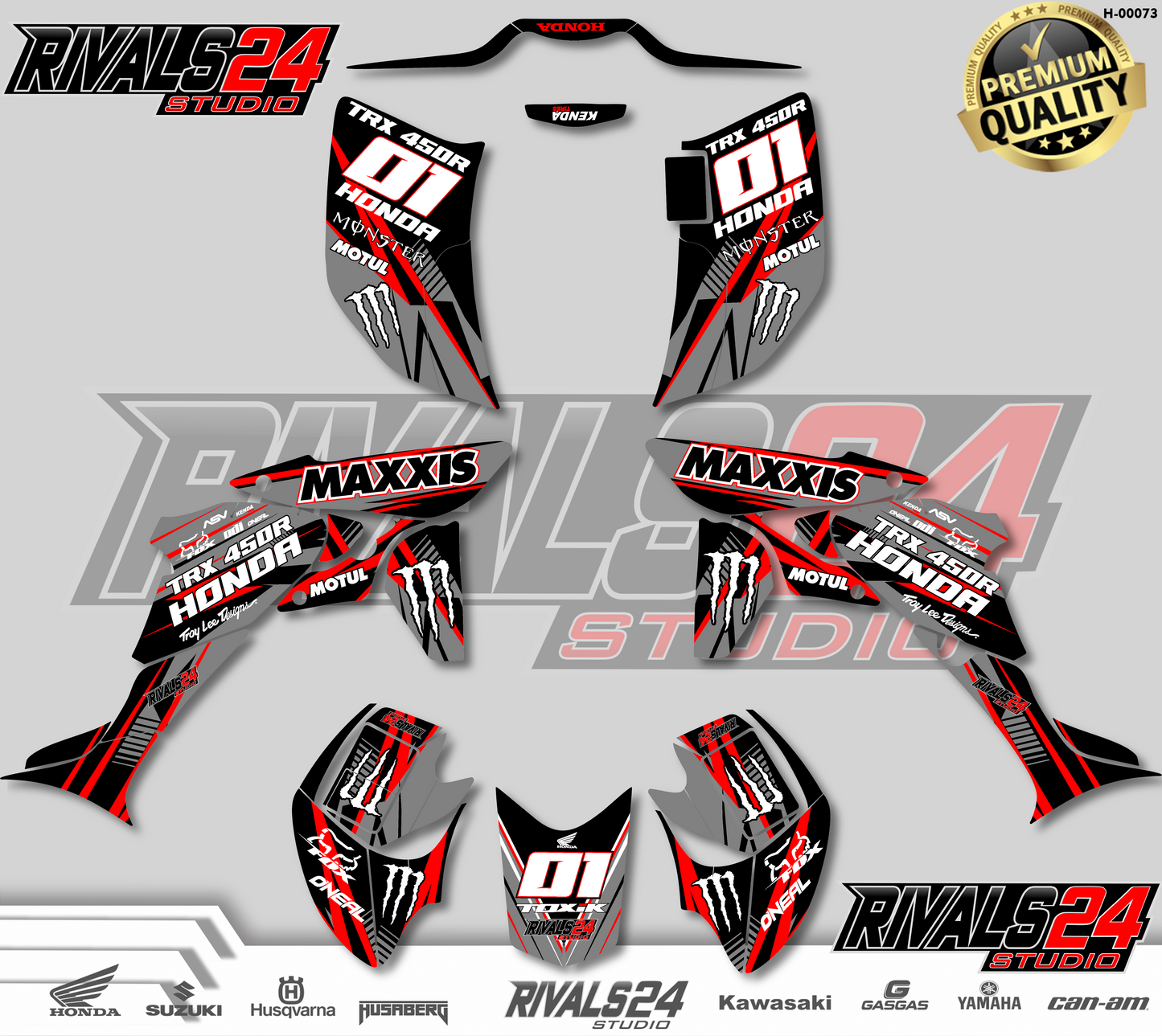Honda TRX 450R 450ER graphics kit 2004 2005 2006 to 2014 decals