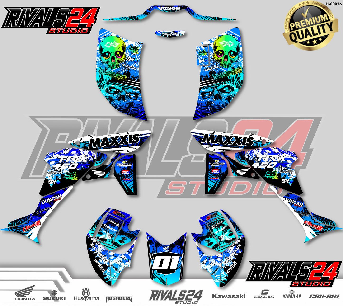 Honda TRX 450R 450ER graphics kit 2004 2005 2006 to 2014 decals