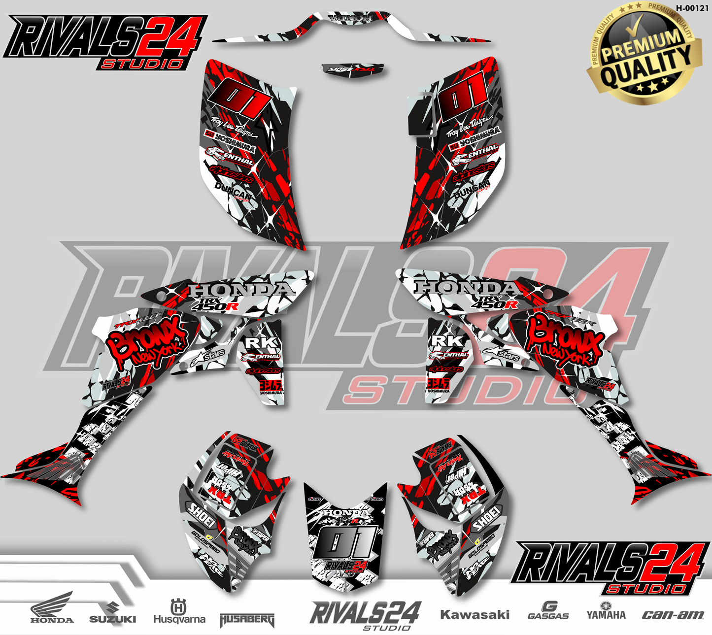Honda TRX 450R 450ER graphics kit 2004 2005 2006 to 2014 decals
