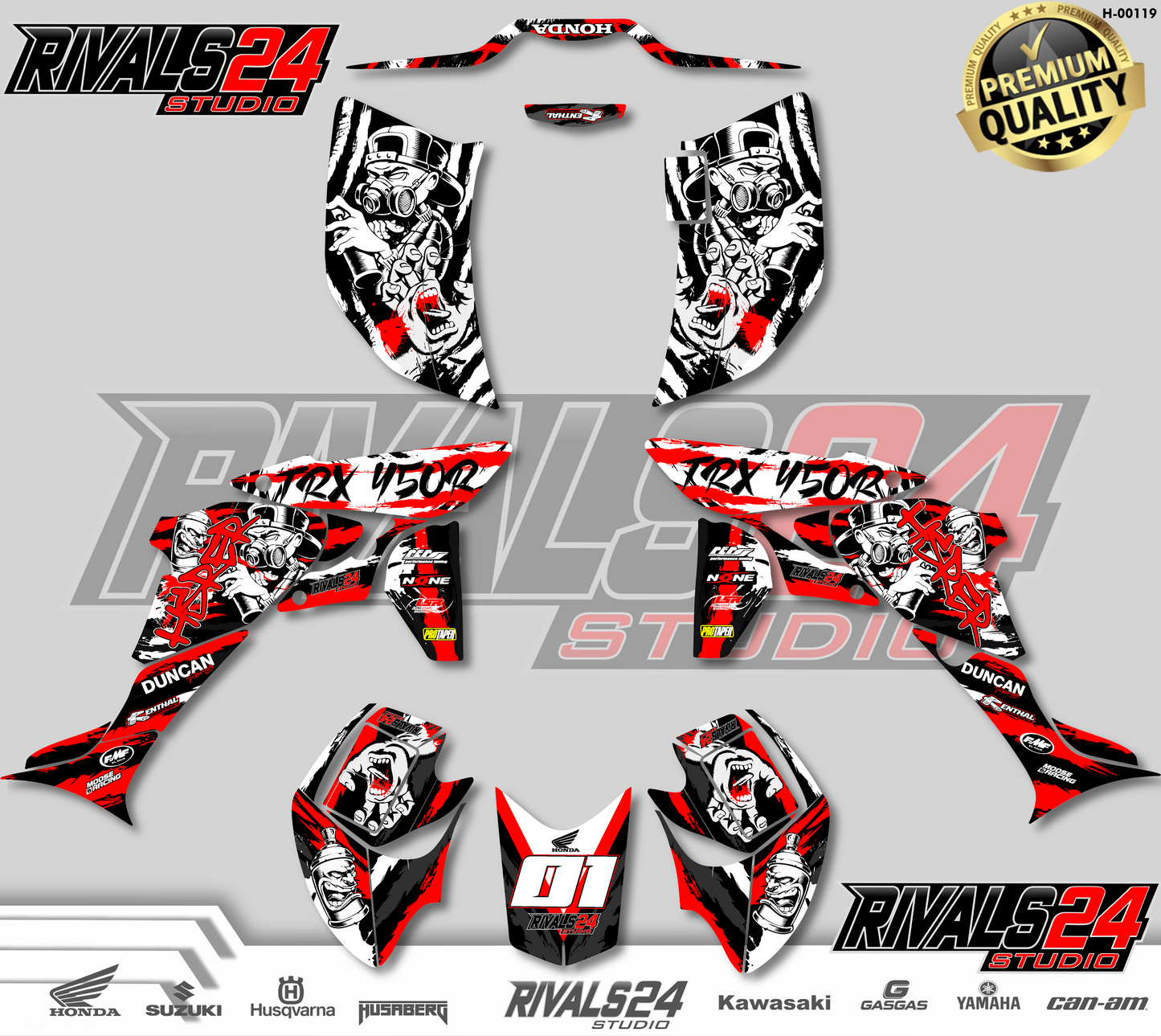 Honda TRX 450R 450ER graphics kit 2004 2005 2006 to 2014 decals