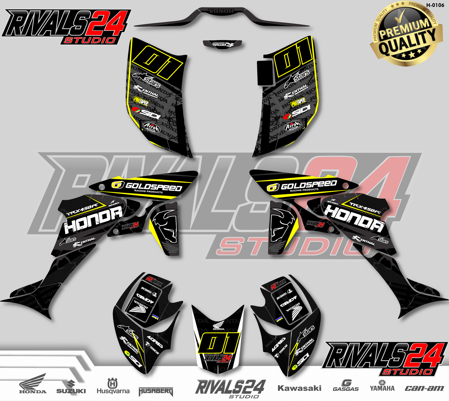 Honda TRX 450R 450ER graphics kit 2004 2005 2006 to 2014 decals