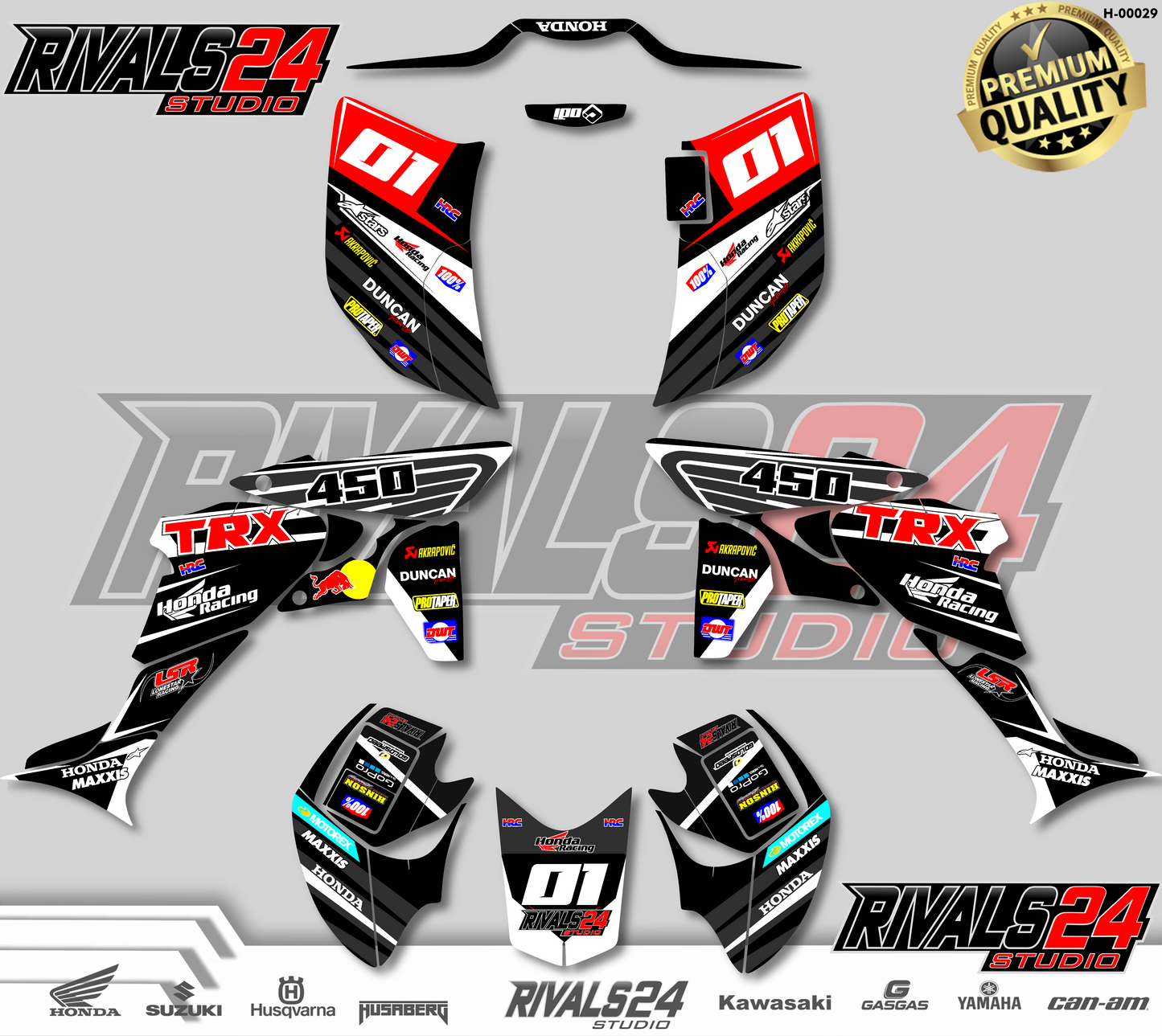 Honda TRX 450R 450ER graphics kit 2004 2005 2006 to 2014 decals