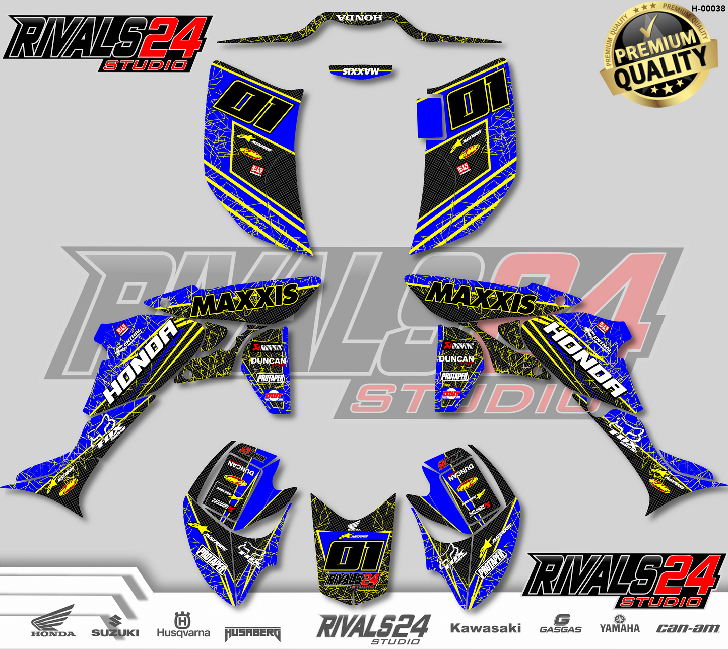 Honda TRX 450R 450ER graphics kit 2004 2005 2006 to 2014 decals