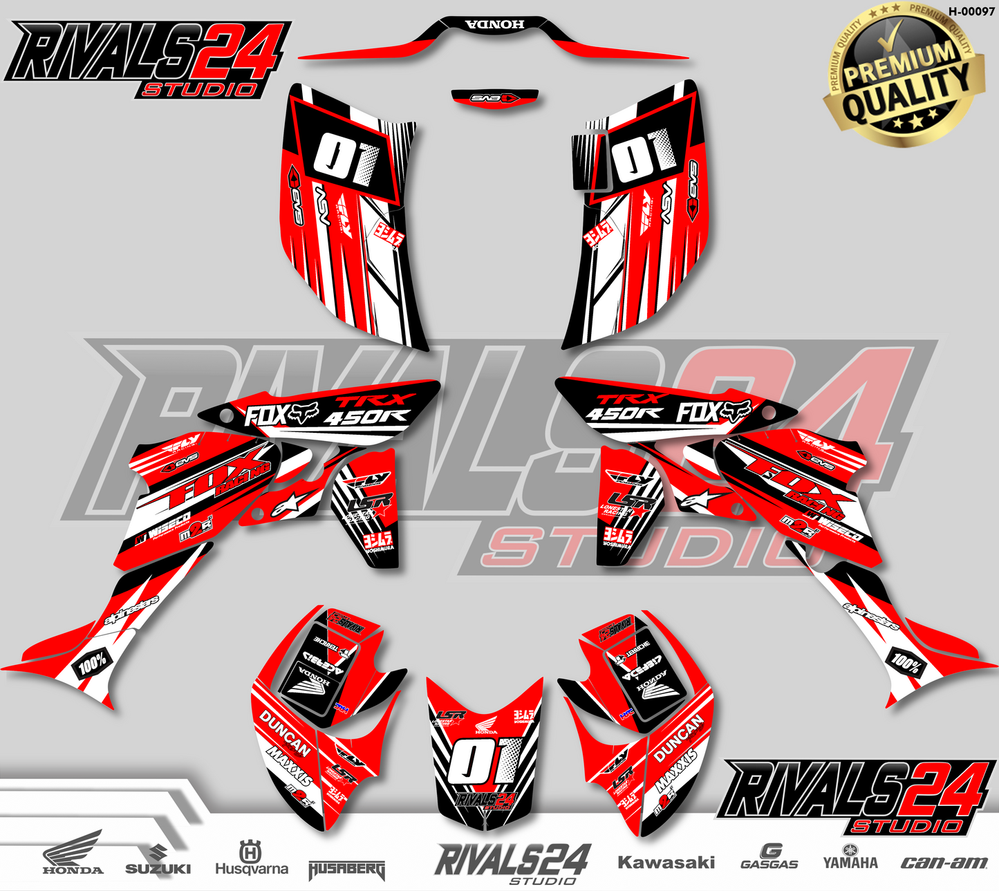 Honda TRX 450R 450ER graphics kit 2004 2005 2006 to 2014 decals
