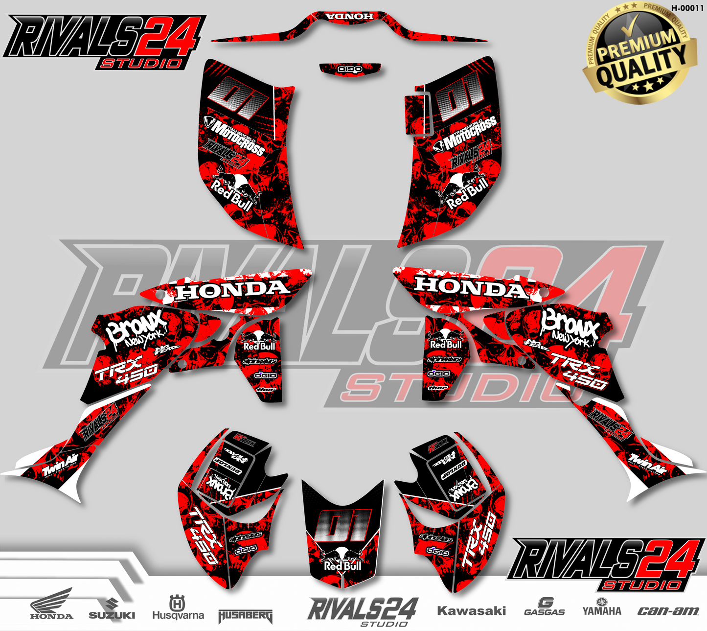 Honda TRX 450R 450ER graphics kit 2004 2005 2006 to 2014 decals