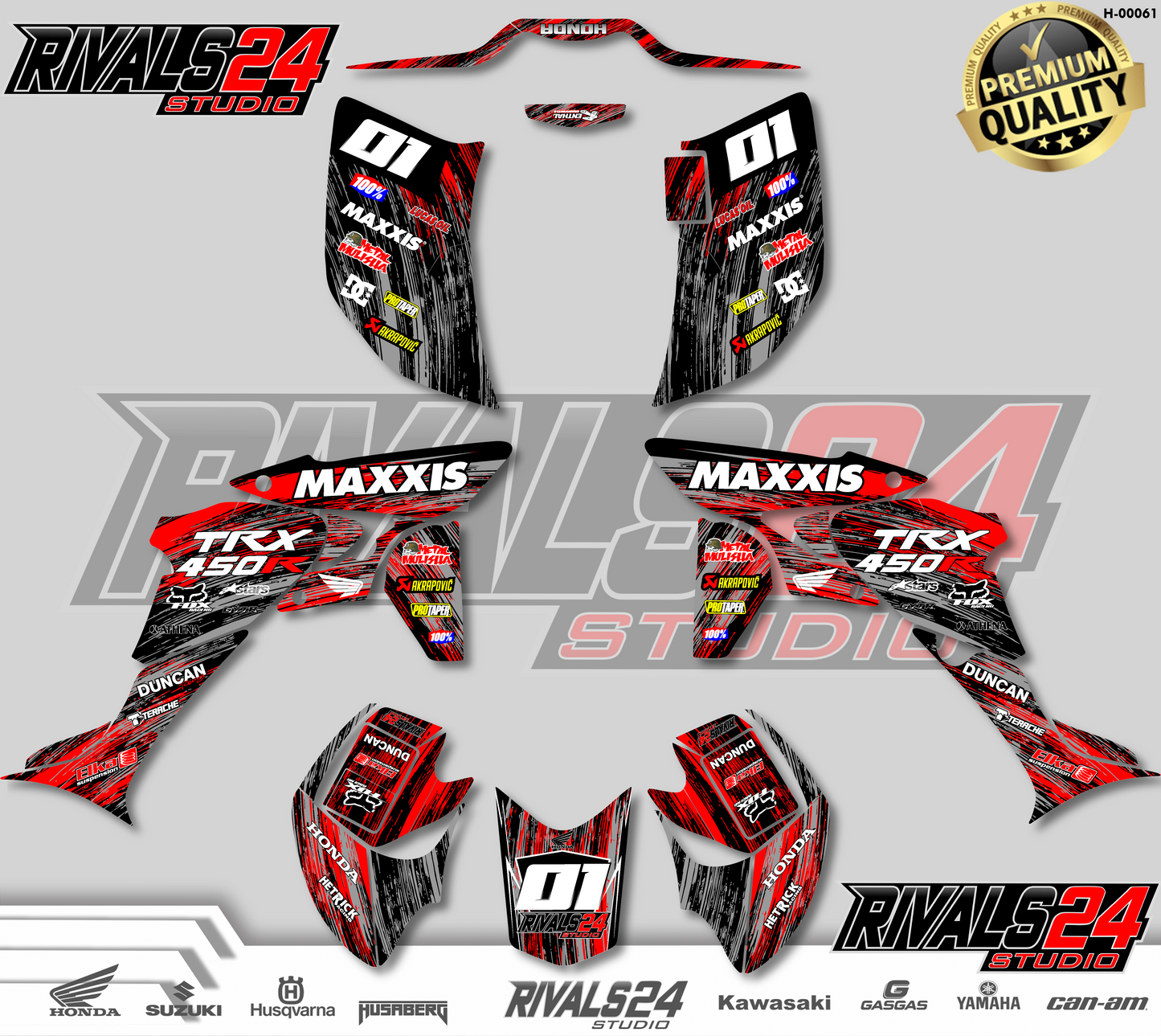 Honda TRX 450R 450ER graphics kit 2004 2005 2006 to 2014 decals