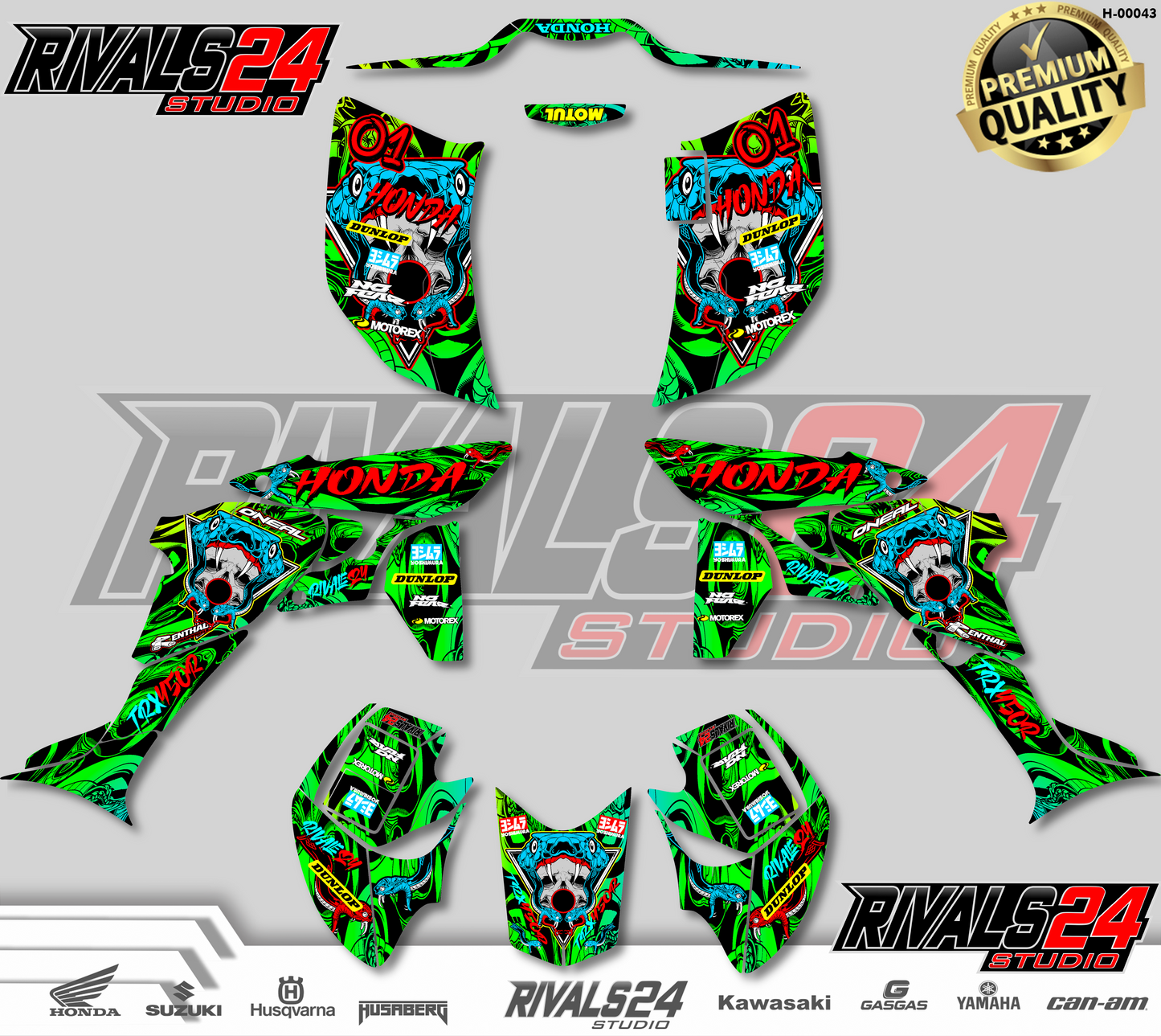 Honda TRX 450R 450ER graphics kit 2004 2005 2006 to 2014 decals