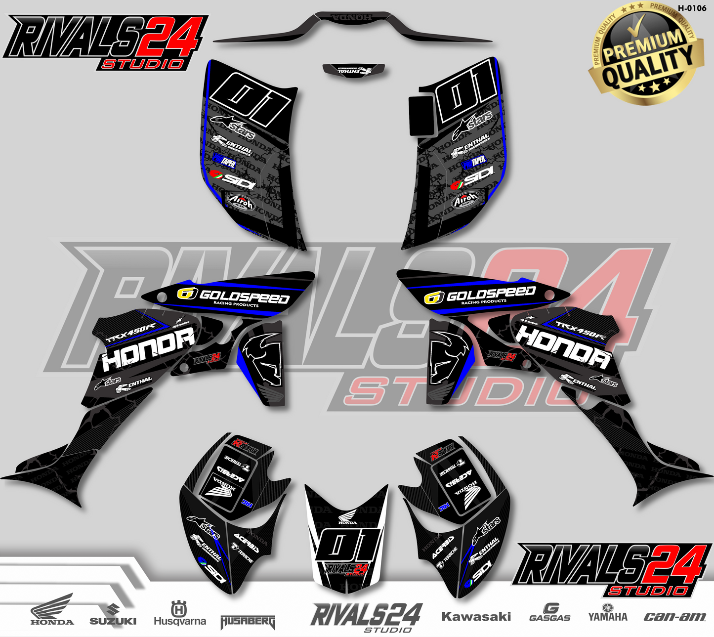 Honda TRX 450R 450ER graphics kit 2004 2005 2006 to 2014 decals