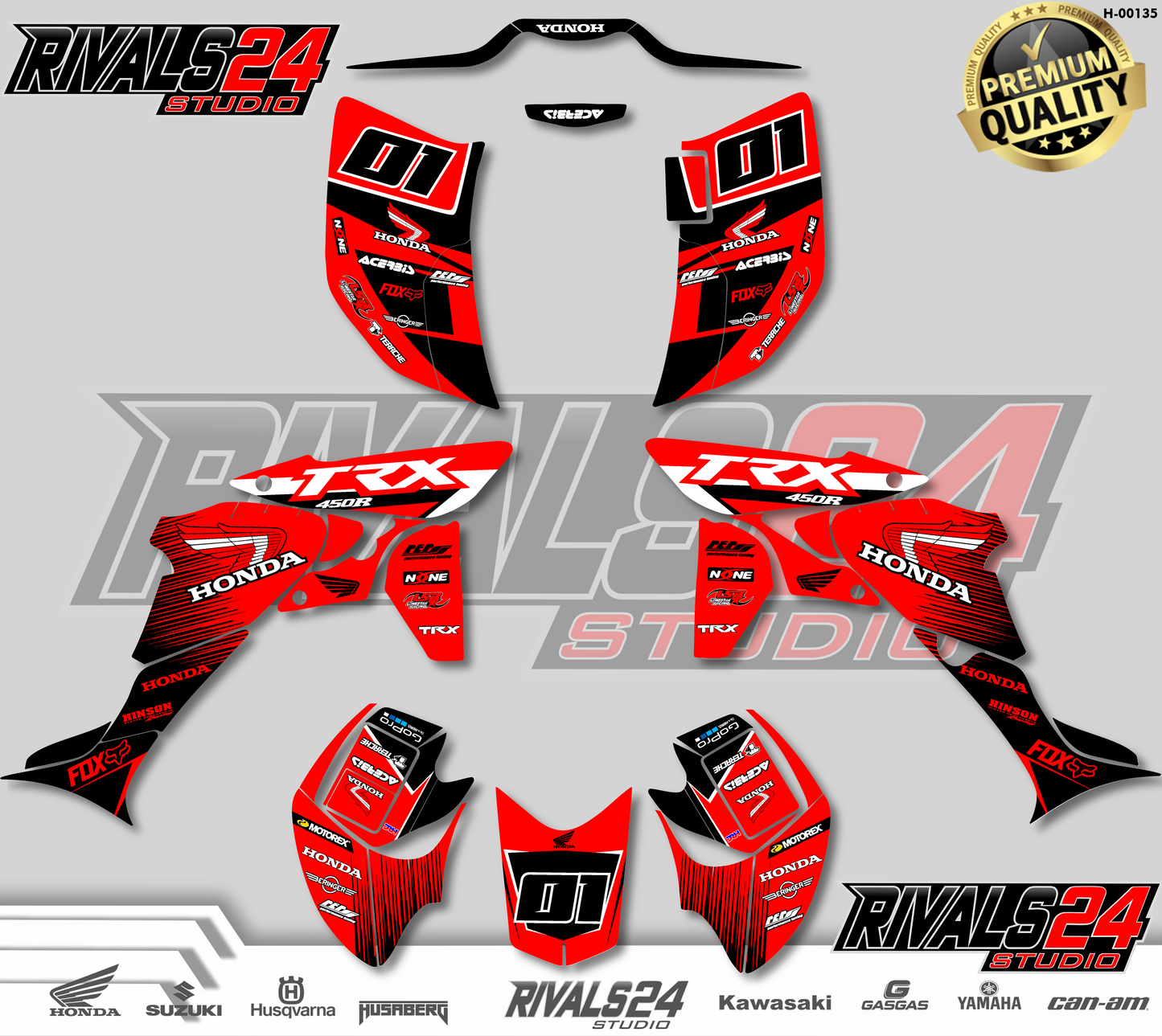 Honda TRX 450R 450ER graphics kit 2004 2005 2006 to 2014 decals