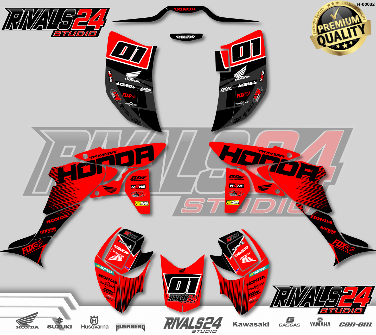 Honda TRX 450R 450ER graphics kit 2004 2005 2006 to 2014 decals