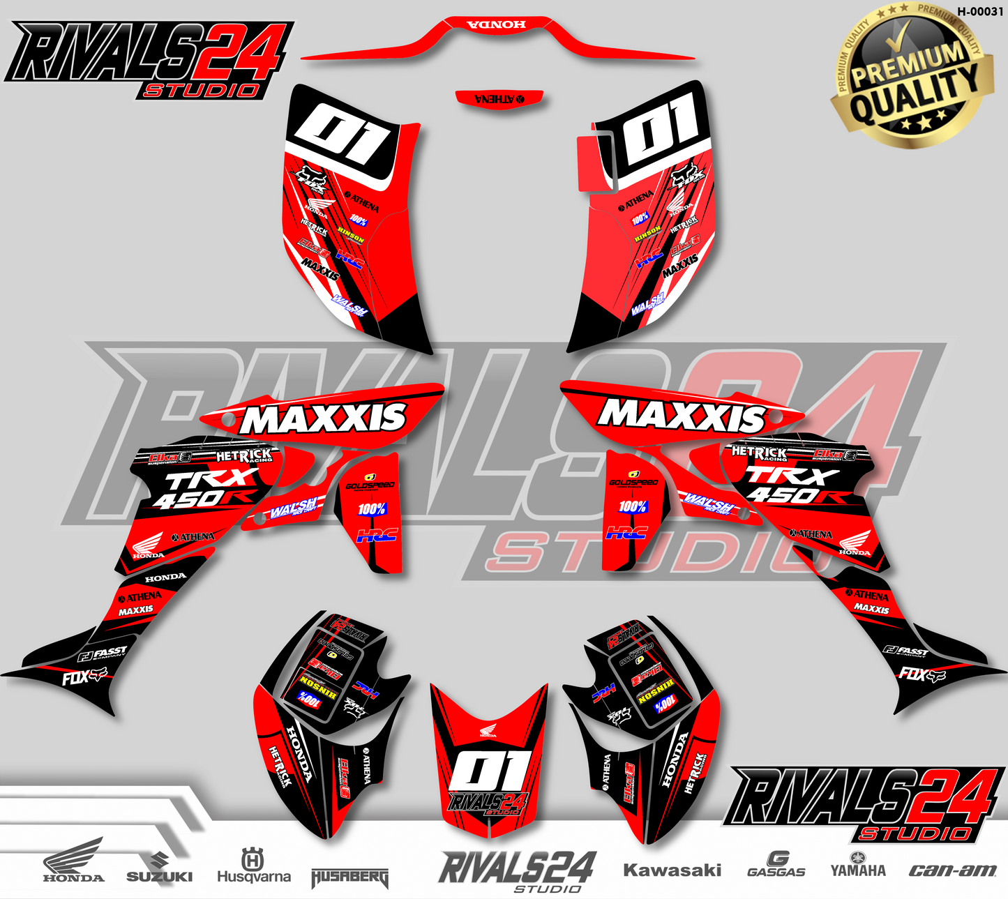 Honda TRX 450R 450ER graphics kit 2004 2005 2006 to 2014 decals
