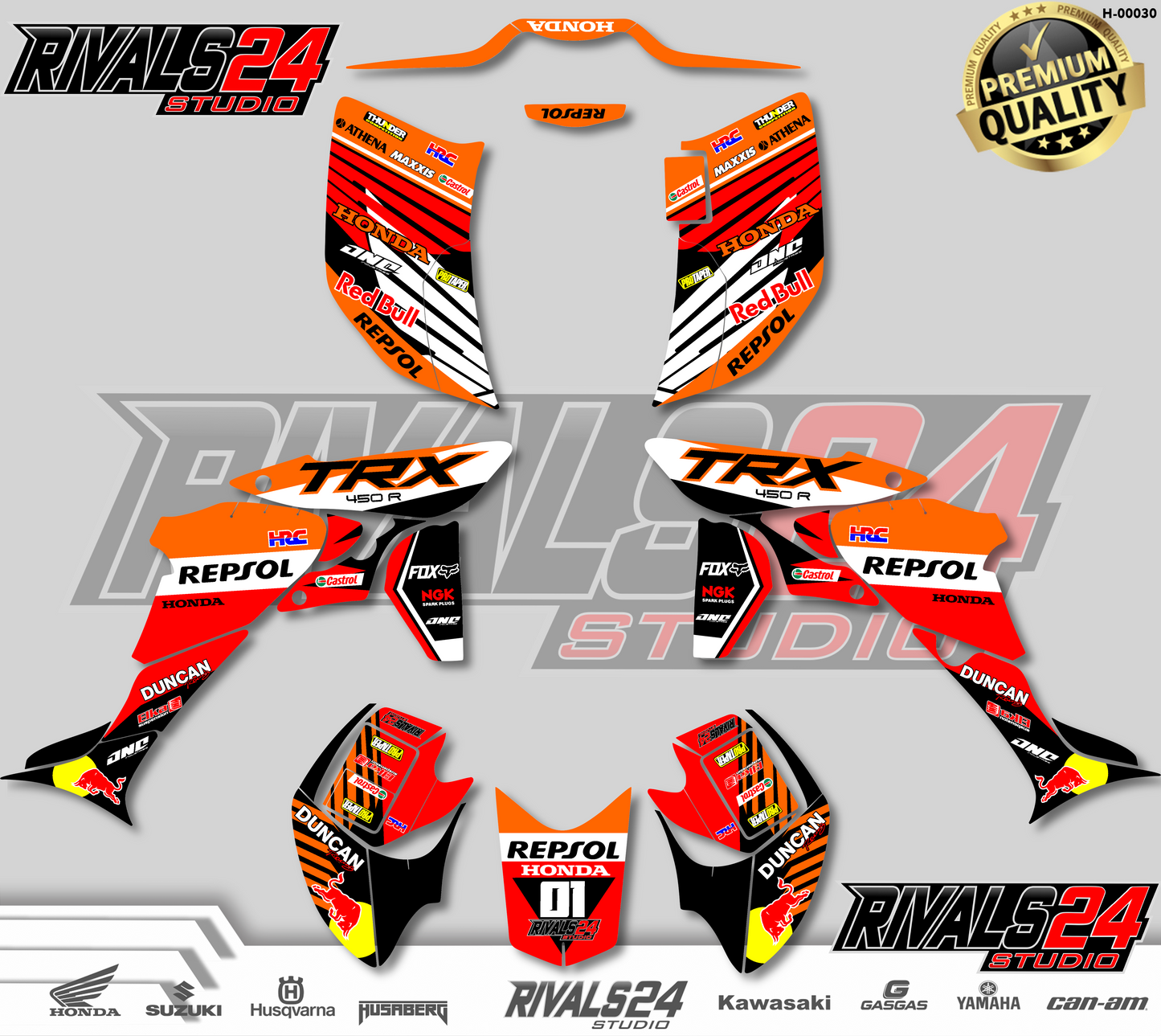 Honda TRX 450R 450ER graphics kit 2004 2005 2006 to 2014 decals
