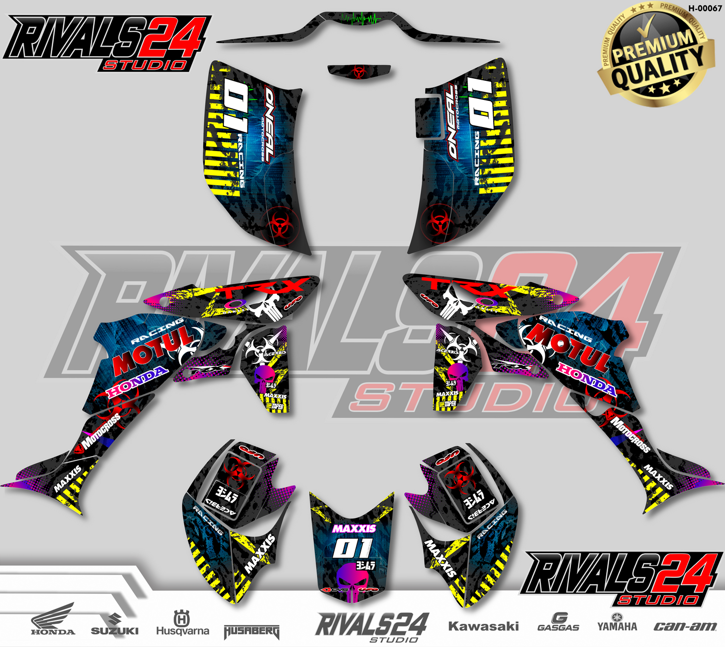 Honda TRX 450R 450ER graphics kit 2004 2005 2006 to 2014 decals