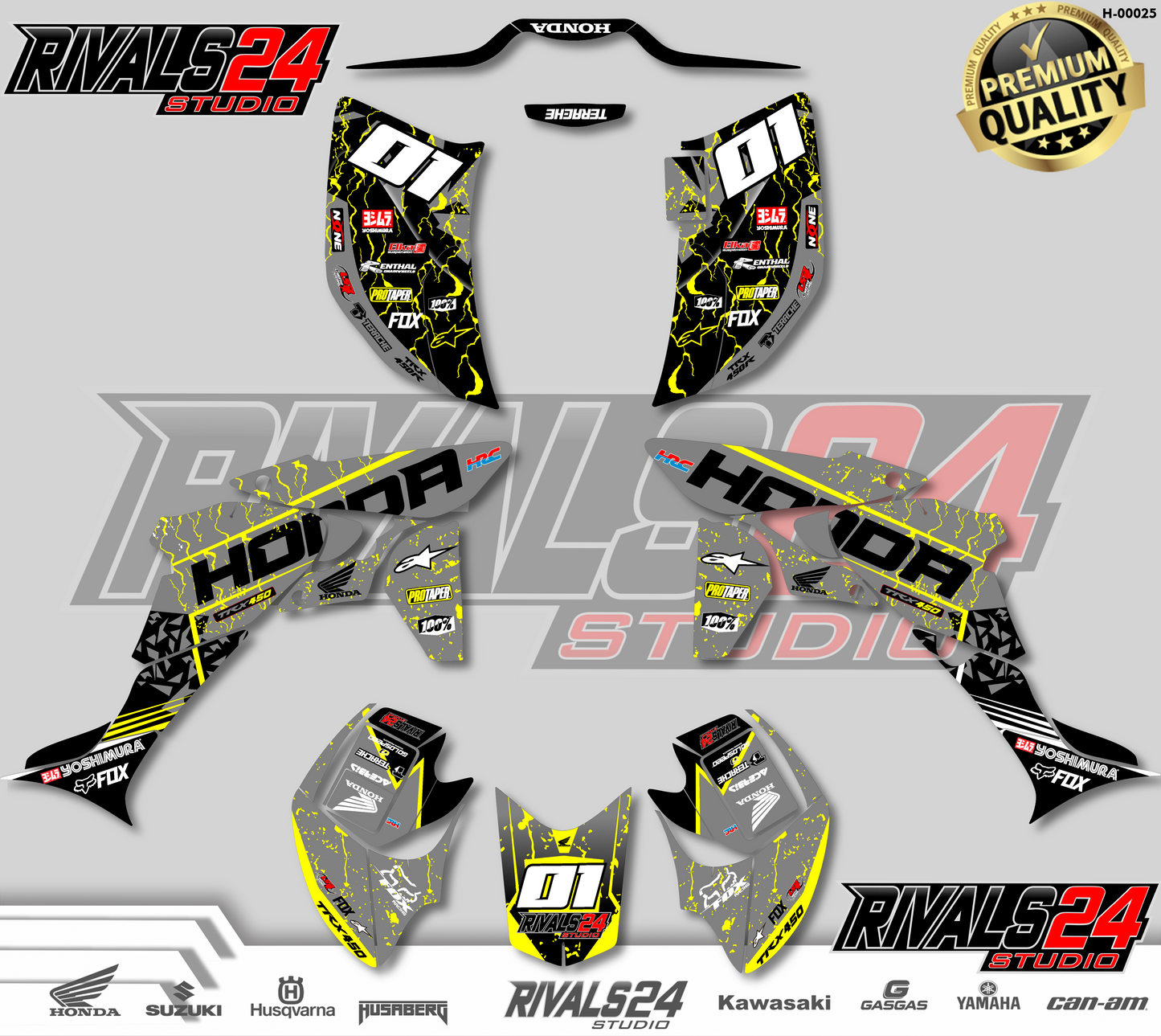 Honda TRX 450R 450ER graphics kit 2004 2005 2006 to 2014 decals