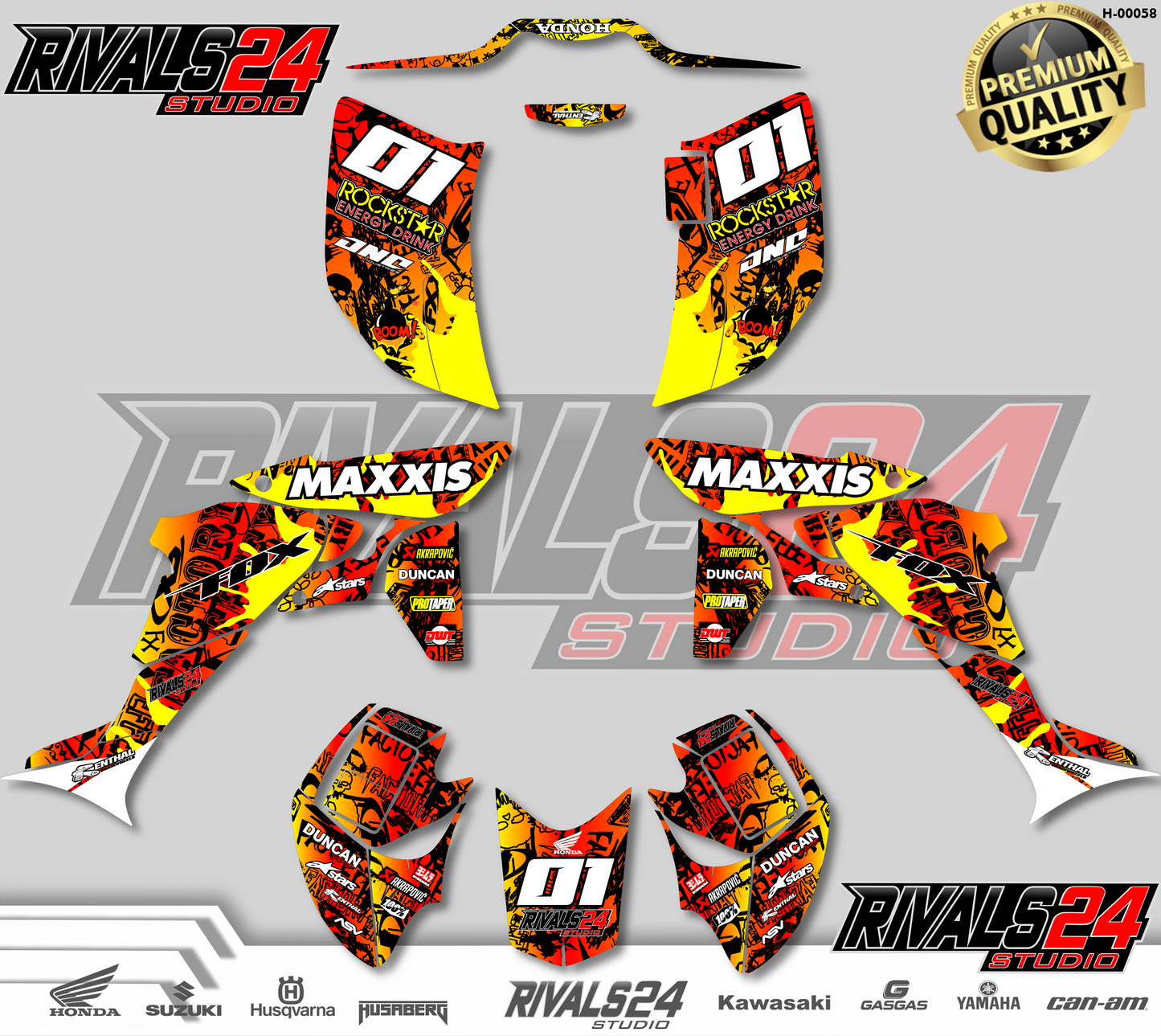 Honda TRX 450R 450ER graphics kit 2004 2005 2006 to 2014 decals