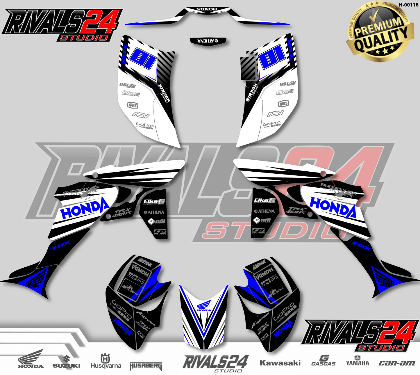 Honda TRX 450R 450ER graphics kit 2004 2005 2006 to 2014 decals