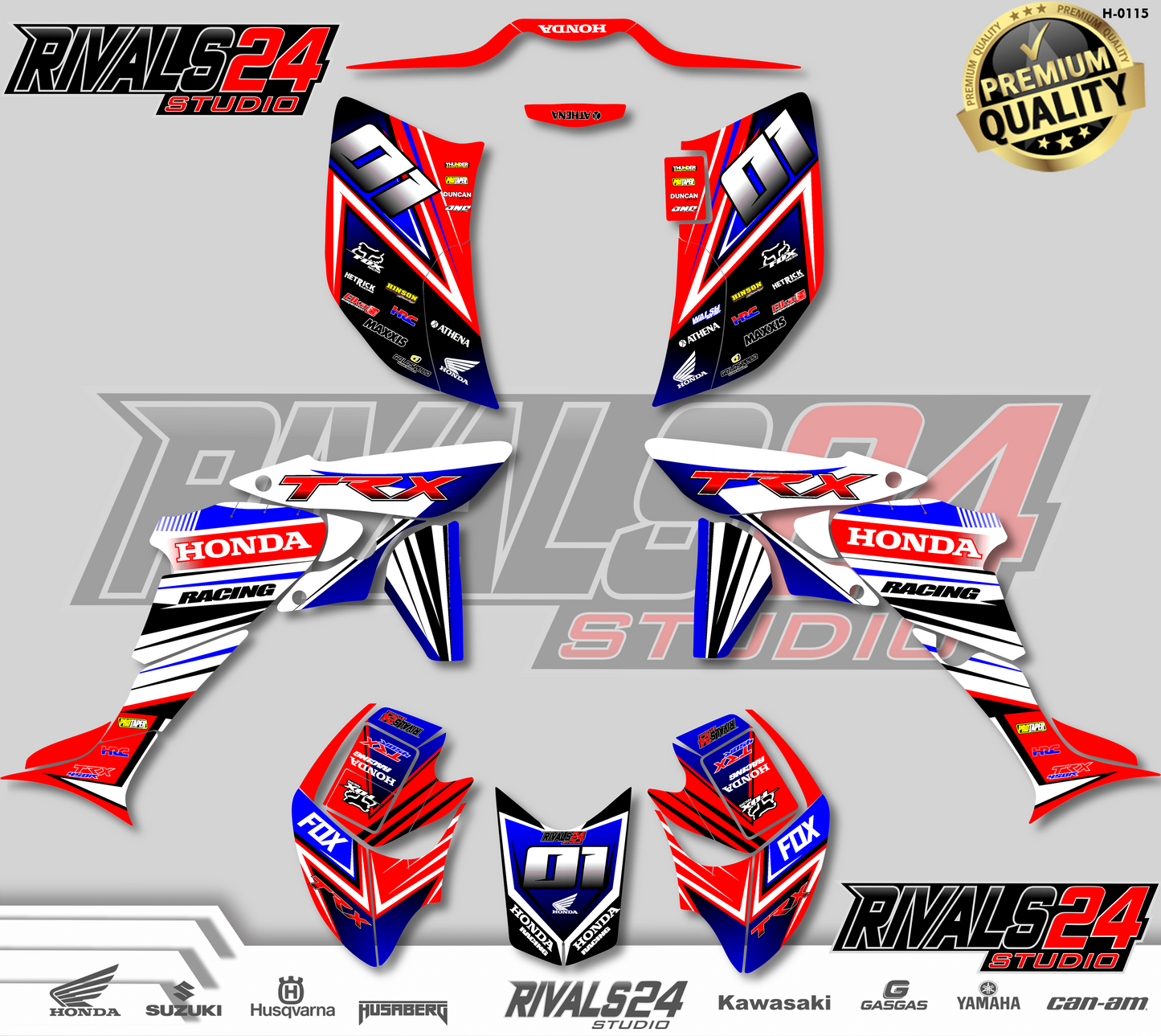 Honda TRX 450R 450ER graphics kit 2004 2005 2006 to 2014 decals