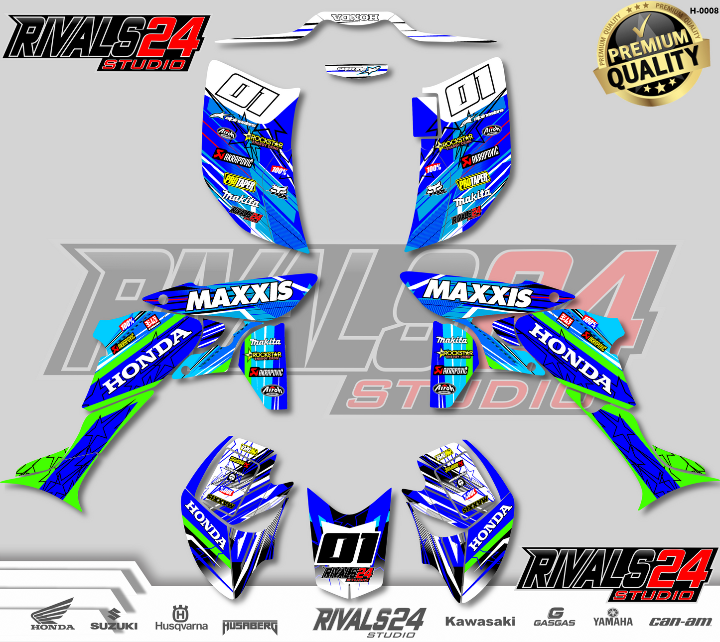 Honda TRX 450R 450ER graphics kit 2004 2005 2006 to 2014 decals