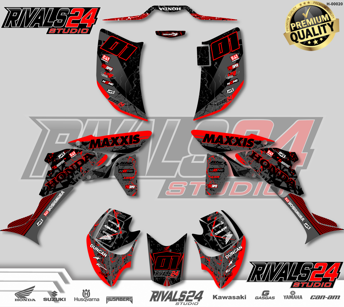 Honda TRX 450R 450ER graphics kit 2004 2005 2006 to 2014 decals