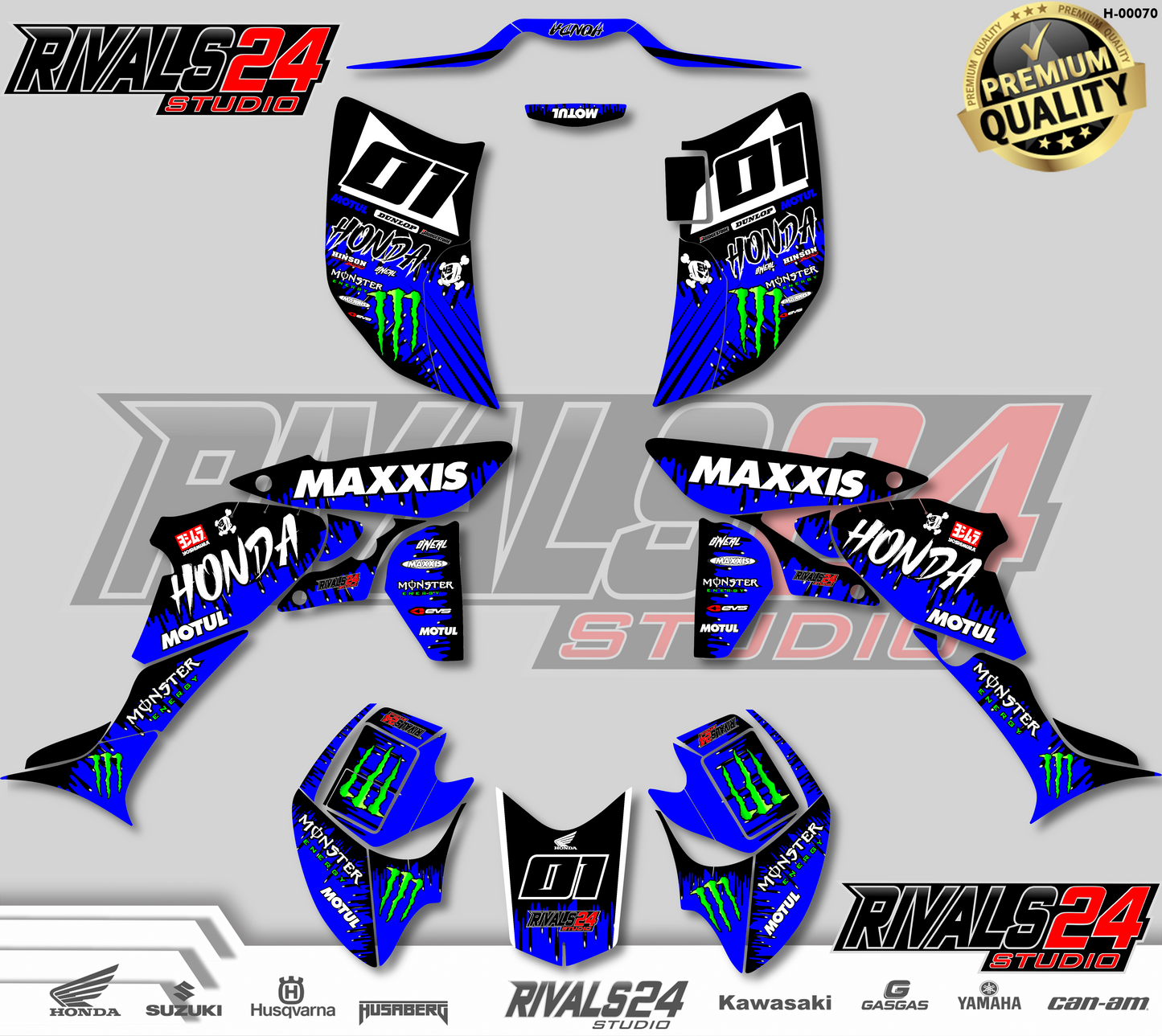 Honda TRX 450R 450ER graphics kit 2004 2005 2006 to 2014 decals