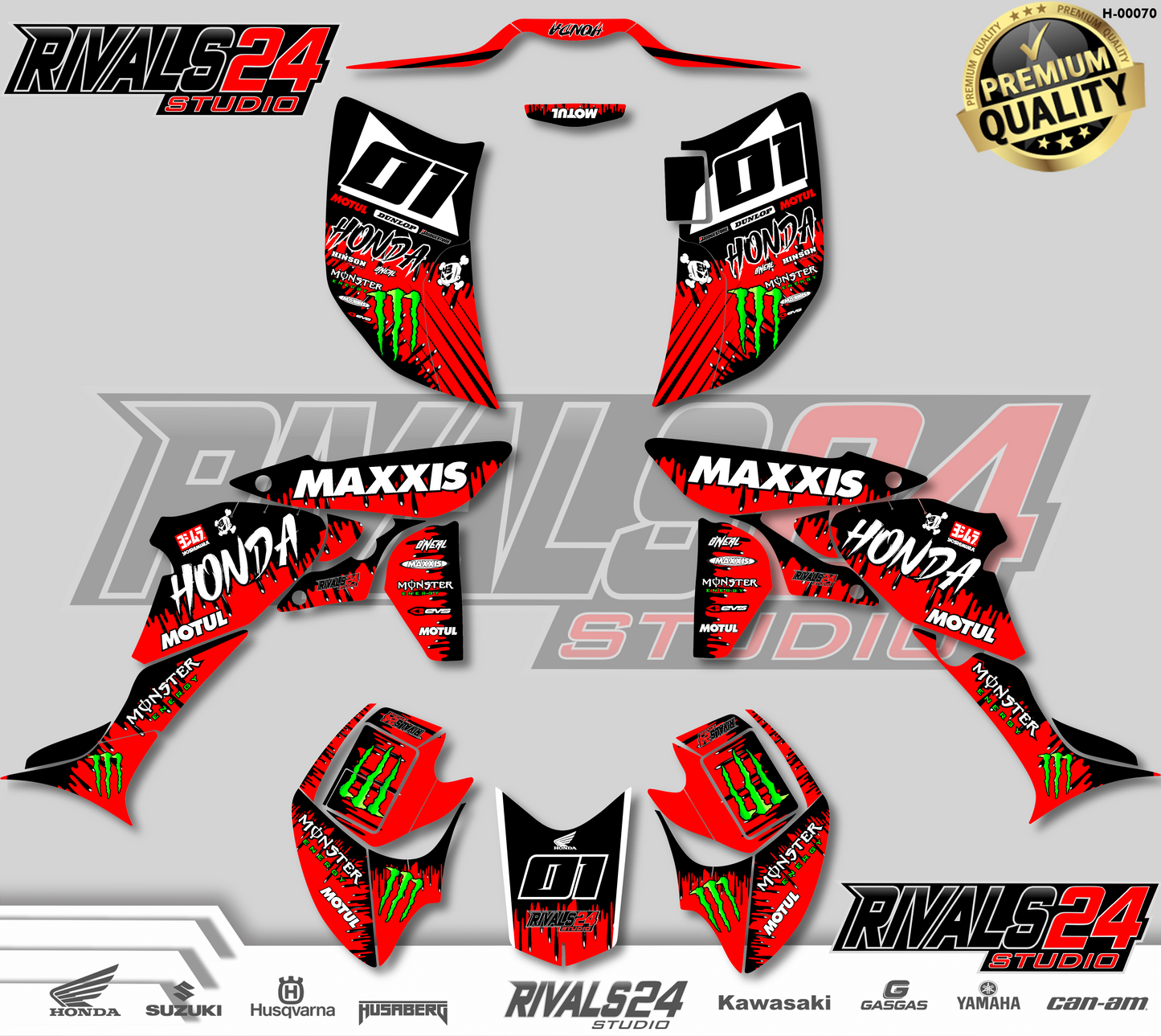 Honda TRX 450R 450ER graphics kit 2004 2005 2006 to 2014 decals