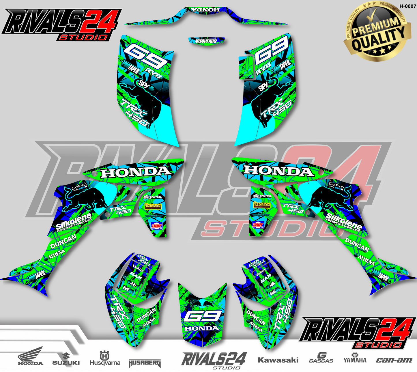 Honda TRX 450R 450ER graphics kit 2004 2005 2006 to 2014 decals