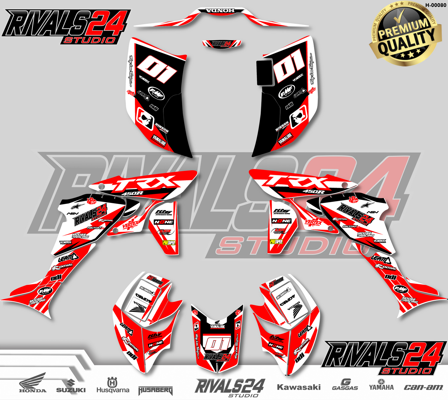 Honda TRX 450R 450ER graphics kit 2004 2005 2006 to 2014 decals