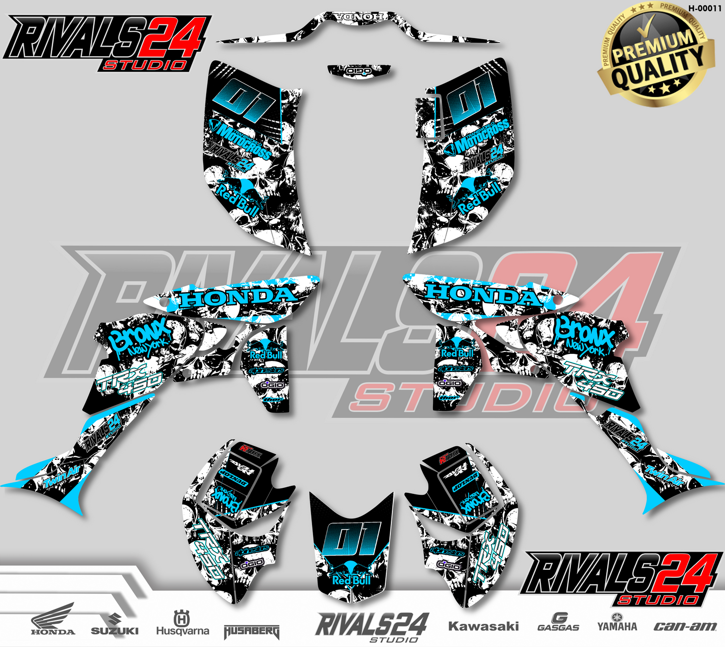 Honda TRX 450R 450ER graphics kit 2004 2005 2006 to 2014 decals