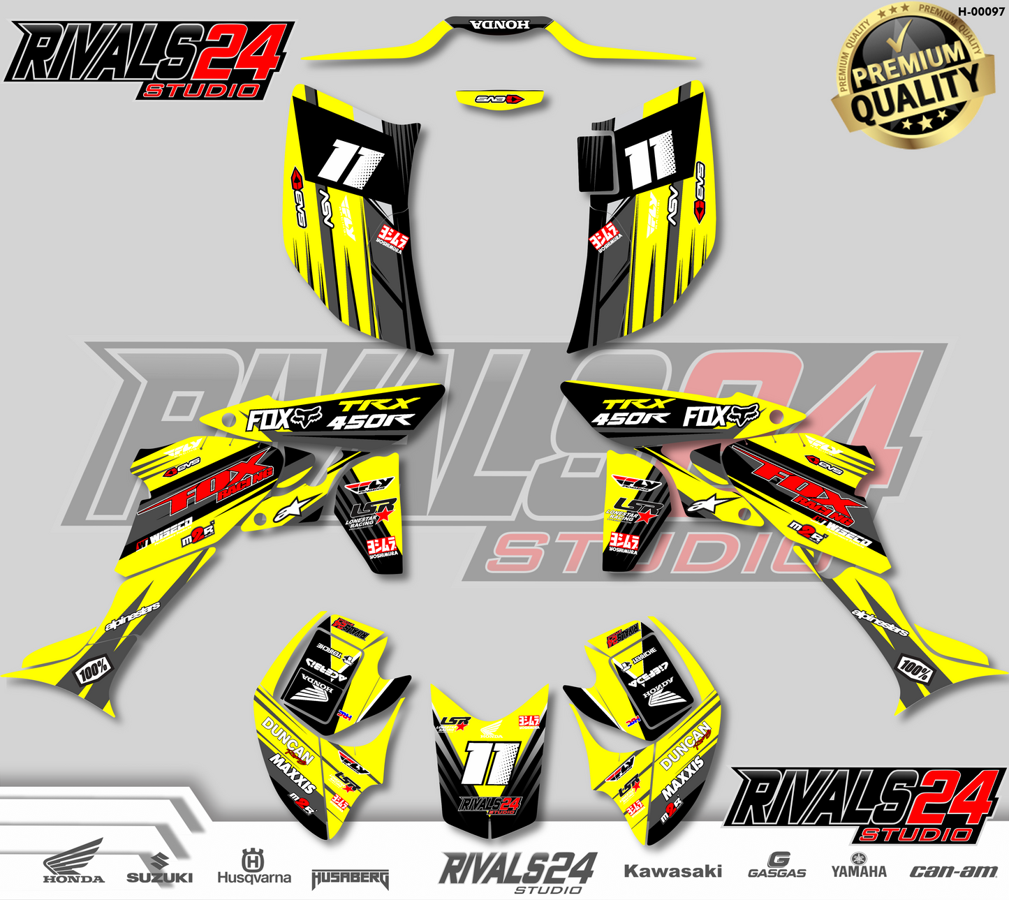 Honda TRX 450R 450ER graphics kit 2004 2005 2006 to 2014 decals